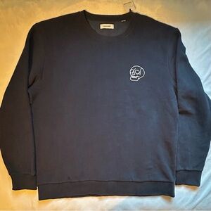 Jack & Jones Nowhere Sweatshirt Crew Neck Navy Blue Skull Head Men XXL NWT